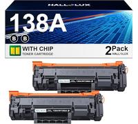 HALLOLUX 138A Lot de 2 cartouches de toner pour imprimante HP 138A W1380A 138X W1380X pour HP Laserjet Pro 3001dw MFP 3101fdw 3001fdw Noir