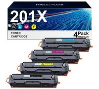 HALLOLUX 201X 201A Cartouches de Toner Compatible pour HP 201X 201A CF400X CF401X CF402X CF403X pour MFP M277dw M252dw M277n M252n M274n M277c6 M277 M252 ( Noir Cyan Magenta Jaune, 4 Pack)