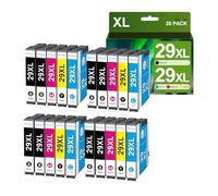 HALLOLUX 29XL Cartouches d'encre Compatible pour Epson 29 29 XL pour XP-255 XP-445 XP-235 XP-345 XP-335 XP-342 XP-435 XP-452 XP-245 XP-355 XP-352 XP-257 (8 Noir, 4 Cyan, 4 Magenta, 4 Jaune)