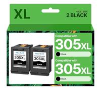 HALLOLUX 305 XL Remanufacturées Cartouches Remplacement pour HP 305 XL 305XL pour HP DeskJet 2700 2720 2710 4120 4130 HP Envy 6000 6010 6020 6030 6032 6420 (Noir, 2-Pack)