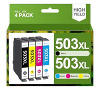 HALLOLUX 503XL Cartouches d'encre Remplacement pour Epson 503 503 XL pour Epson Expression Home XP-5205 XP-5200 Workforce WF-2960DWF WF-2965DWF (Noir Cyan Magenta Jaune, 4 Pack)