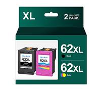 HALLOLUX 62XL Cartouches d'encre Remplacement pour HP 62 62XL 62 XL pour HP Envy 5540 5640 5642 5644 5646 7640 5660 7644 pour OfficeJet 250 200 5740 5742 (Noir Couleur, 2-Pack)