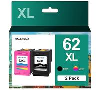 HALLOLUX 62XL Cartouches d'encre Remplacement pour HP 62XL 62 XL pour HP Envy 5540 5640 5644 7640 5547 pour Officejet 200 250 5740 (1 Noir, 1 Tricolore, 2-Pack)