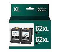 HALLOLUX 62XL Compatible Cartouches d'encre Remplacement pour HP 62XL 62 XL pour HP Envy 5540 5544 5545 5548 5640 5642 5644 5646 7640 7645 pour OfficeJet 200 250 5740 5742 5744 (Noir, 2-Pack)
