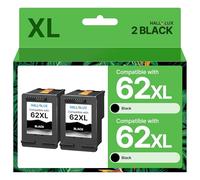 HALLOLUX 62XL Compatible Cartouches d'encre Remplacement pour HP 62XL 62 XL pour HP Envy 5540 5544 5545 5548 5640 5642 5644 5646 7640 7645 pour OfficeJet 200 250 5740 5742 5744 (Noir, 2-Pack)