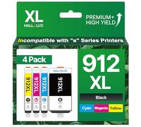 HALLOLUX 912XL Pack de 4 Cartouche d'encre Remplacement pour HP 912 912XL pour HP OfficeJet 8012 8010 8014 8015 pour OfficeJet Pro 8025 8024 8023 8020 8022 (Noir, Cyan, Magenta, Jaune, 4-Pack)