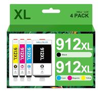 HALLOLUX 912XL Pack de 4 Cartouche d'encre Remplacement pour HP 912 912XL pour HP OfficeJet 8012 8010 8014 8015 pour OfficeJet Pro 8025 8024 8023 8020 8022 (Noir, Cyan, Magenta, Jaune, 4-Pack)