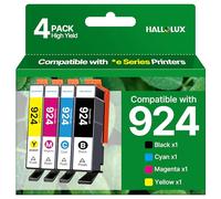 HALLOLUX 924 Cartouches d'encre pour HP 924 924e pour HP 8122e 8130e 8132 | pour HP Officejet Pro 8120e 8122e 8124e 8125e 8128e 8120 8122 8123 8125 8128 8130 8133 8134 8135 (sans Puce, 4-Pack)
