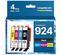 HALLOLUX 924 Cartouches d'encre pour HP 924 Cartouches Compatibles pour HP OfficeJet 8120e 8122e 8124e 8125e pour OfficeJet Pro 8130e 8132e 8134e 8138e 8139e (4 Pack, Pas avec Puce)