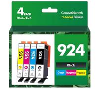 HALLOLUX 924 Cartouches d'encre pour HP 924 Cartouches Compatibles pour HP OfficeJet 8120e 8122e 8124e 8125e pour OfficeJet Pro 8130e 8132e 8134e 8138e 8139e (4 Pack, Pas avec Puce)
