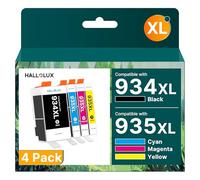 HALLOLUX 934XL 935XL Compatible avec cartouches HP 934 935 XL pour Officejet Pro 6230 6830 6820 6812 6815 6835 6815 6200 6235 6239 6800 6822 6825 Noir Cyan Magenta jaune, 4-Pack)
