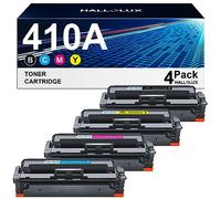 HALLOLUX Cartouche de Toner 410A CF410A Compatible pour HP 410X 410A CF410A CF410X pour Laserjet Pro MFP M477fdw M377dw M477fdn M477fnw M452dn M452nw M452dw M452dw (Noir, Cyan, Magenta, Jaune)