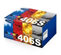 HALLOLUX CLT-P406C Cartouches de Toner Compatible pour CLT-P406C CLT-406S pour Samsung C460W CLX 3305 3300 3305W C467W pour Xpress C460W C410W CLP-360 CLP-365 (Noir Cyan Magenta Jaune, 4 Pack)