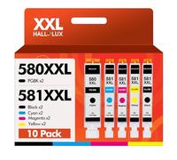 HALLOLUX Compatible Cartouches d'encre 580 581 Remplacement pour Canon 580 581 XXL pour PIXMA TS6150 TS6151 TR8550 TR7550 TS8150 TS8151 TS9150 TS9155 (PGBK/Noir/Cyan/Magenta/Jaune,10-Pack)