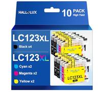 HALLOLUX LC123XL LC123 Lot de 10 Cartouches d'encre compatibles avec Brother LC123 XL LC-123 pour Brother MFC-J4410DW MFC-J6920DW DCP-J4110DW MFC-J6720DW DCP-J552DW MFC-J6520DW MFC-J870DW