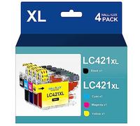 HALLOLUX LC421 LC421XL Cartouche d'encre Compatible pour Brother LC421 LC421 XL LC421VAL pour Brother DCP-J1050DW DCP-J1140DW MFC-J1010DW (Noir, Cyan, Magenta, Jaune, 4 Pack)
