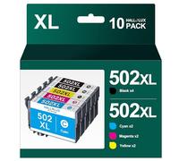 HALLOLUX Lot de 10 cartouches d'encre 502 XL 502XL compatibles avec Epson Expression Home XP-5100 XP-5105 XP-5150 XP-5155 Workforce WF-2885DWF WF-2860 WF-2865 WF-2880 WF-2885