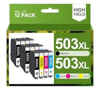 HALLOLUX Lot de 12 Cartouches d'encre 503XL 503 XL compatibles avec Epson 503XL Multipack 503 pour Epson XP 5200 pour Workforce WF-2960DWF XP-5200 WF-2960 XP5205 WF2965
