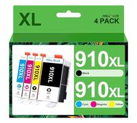 HALLOLUX Lot de 4 cartouches d'encre 910XL pour imprimantes HP 910 XL