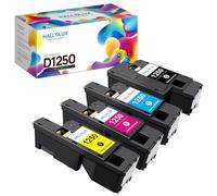 HALLOLUX Lot de 4 Toners 1250 compatibles avec Dell 1250c 1250 Multipack pour C1765nfw C1765nf C1760nw 1350cnw 1355cn 1355cnw C1760 C1765 Noir/Cyan/Jaune/Magenta