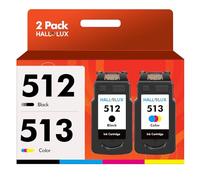 HALLOLUX PG-512 CL-513 Cartouche d'encre Noir Tricolore Remplacement pour Canon 512 PG-512 CL-513 PG-512XL CL-513XL pour Canon Pixma MP495 MP230 MP270 MX420 IP2700 (2 Pack)