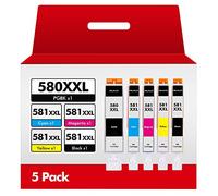 HALLOLUX PGI 580 XXL CLI 581XXL Cartouche d'encre Compatible pour 580XXL 581XXL pour Pixma TS6150 TS6151 TS6250 TS6251 TS8150 TS8151 TS8250 TS8252 TS8350 TS9150 TR7550 TS705 TR8550 (5-Pack)