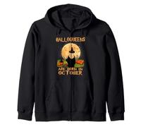 Halloqueens Queens are Born in October Birthday Halloween Sweat à Capuche