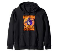 Halloqueens Queens are Born in October Birthday Halloween Sweat à Capuche