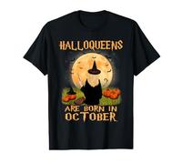 Halloqueens Queens are Born in October Birthday Halloween T-Shirt Graphique avec Valeur