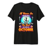Halloqueens Queens are Born in October Birthday Halloween T-Shirt Haut de Gamme