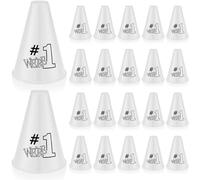 Halloscume Cheer Megaphone We're #1 Cheers Party Noisemaker Lot de 24 mégaphone en plastique pour pom-pom girl, pom-pom girl, fête, sport, matchs, activités de plein air (blanc)