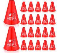 Halloscume Cheer Megaphone We're #1 Cheers Party Noisemaker Lot de 24 mégaphone en plastique pour pom-pom girl, pom-pom girl, fête, sport, match et activités de plein air (rouge)
