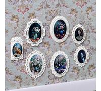 Halloscume Lot de 7 cadres photo miniatures pour maison de poupée - Échelle 1:12 - Mini cadres photo en bois - Décoration de maison pour peintures imprimées - Bricolage - Blanc