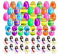 Halloscume Lot de 96 œufs de Pâques pré-remplis avec mini figurine de Jésus - Panier de Pâques en plastique à remplir avec figurine en vrac pour la chasse de Pâques, cadeaux de fête religieuse