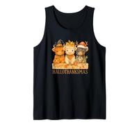 Hallothanksmas Highland Cow Trio Halloween Thanksgiving Débardeur