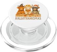 Hallothanksmas Highland Cow Trio Halloween Thanksgiving PopSockets PopGrip pour MagSafe