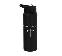 Hallowed Be Thy Gains Cross - Minimalist Jesus Gym Workout Stainless Steel Insulated Water Bottle