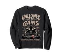 Hallowed Be Thy Gains Haltérophilie Fitness USA Bodybuilder Sweatshirt