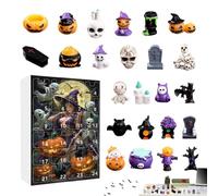 Halloween 2025 - Resin, 11.02x6.3in Creepy Sculptures Desktop Ornament 24-Day Countdown | Festive Display Spooky Figurine Set, Halloween Countdown Decor For Shelf, Fireplace, TV Cabins
