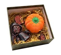 Halloween 3D Ghost Pumpkin Box, Accessoire d'ornement de Vacances, pièce d'affichage à Collectionner, Accent Festif, Utilisation extérieure intérieure, 7,5 cm / 2,95 Pouces, pour Porche, Bureau, Cour