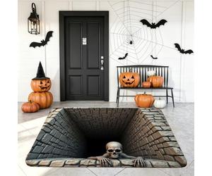 Halloween 3D Optical Illusion Doormat Skeleton Hand Front Door Mat, Deep Vortex Illusion Rug, Non-Slip, Durable Fabric, Depth Pattern Decor for Indoor Home Holiday Parties and Festive Setups，1pc50x80