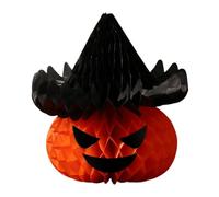 Halloween 3D Paper Pumpkin & Ghost Centerpiece - Foldable Table Decor | Eco-friendly flat-folding paper pumpkin and ghost tabletop centerpiece for Halloween home, shop window, and party photo
