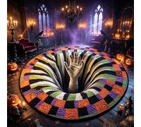 Halloween 3D Rug,3D Skeleton Vortex Quilted Round Halloween Rug，B：120*120cm