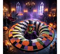 Halloween 3D Rug,3D Skeleton Vortex Quilted Round Halloween Rug，D：120*120cm
