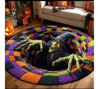 Halloween 3D Rug - Halloween Optical Illusion Rugs, Ghost Skeleton Pumpkin Patterns, Soft Non-Slip Backing for Living Room Bedroom Party Home Decoration (D,55in)