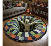 Halloween 3D Rug - Halloween Optical Illusion Rugs, Ghost Skeleton Pumpkin Patterns, Soft Non-Slip Backing for Living Room Bedroom Party Home Decoration (B,55in)