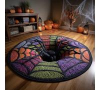 Halloween 3D Rug, Optical Illusion Skeleton Abyss Round Area Rug, Spooky Indoor Floor Mat for Living Room Bedroom Entryway and Halloween Party Decor (Halloween H,120cm)