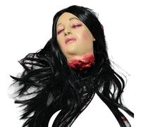 Halloween accessoires effrayants de fausse tête réaliste avec des cheveux longs en latex suspendu des trucs effrayants coupés de la tête décorations d'Halloween pour la fête hantée farce, joue