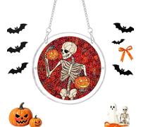 Halloween Acrylic Puzzle Suncatcher - Skull & Key Colorful Window Decor