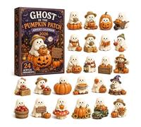 Halloween Advent Calendar 24 Day Acrylic Ghost Figure Decor | Premium acrylic ghost figures with 4 themes designed for spooky desktop holiday decor C